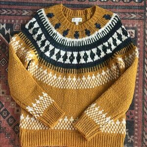 Lucky Brand Women's Mustard Fair Isle Knit Sweater